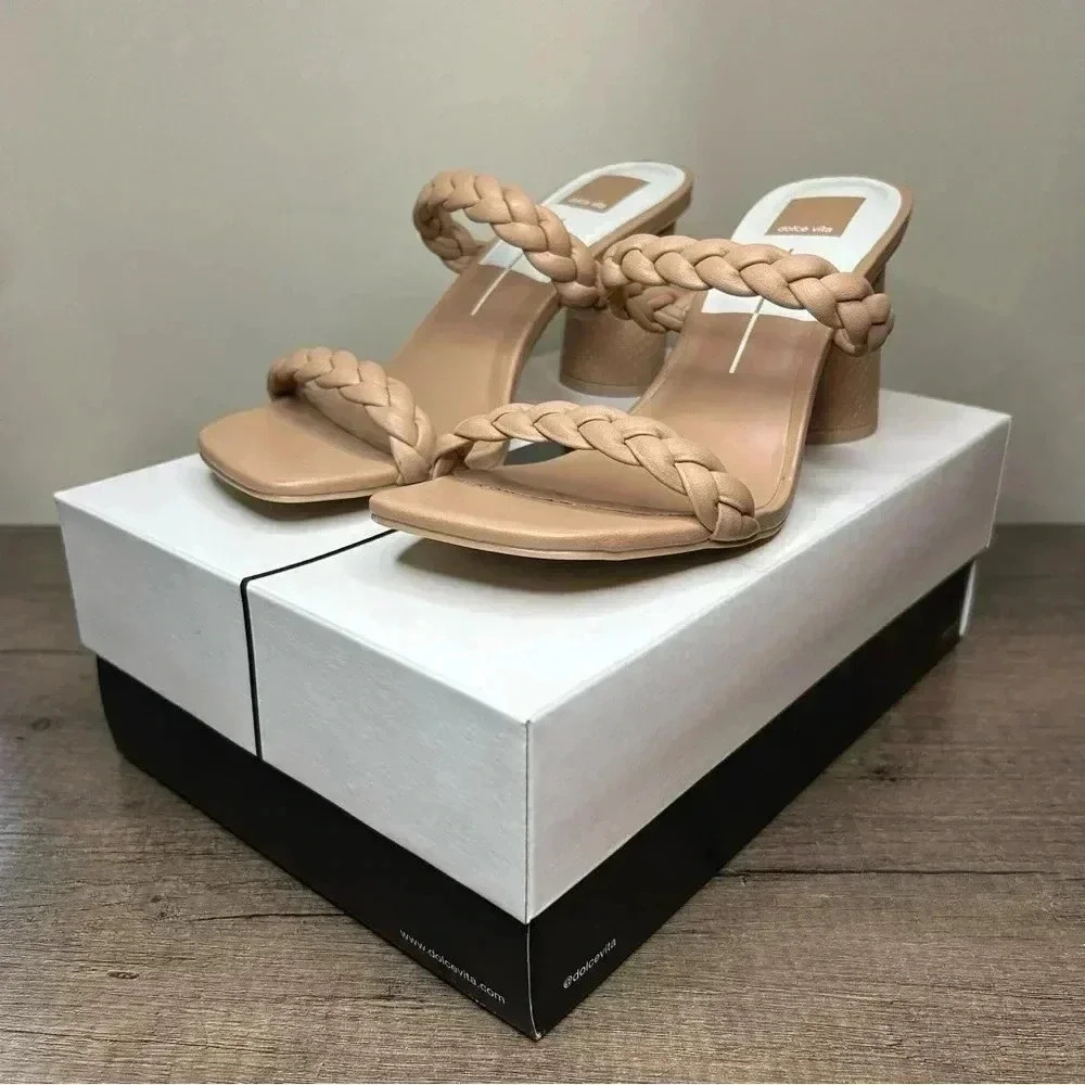 Dolce Vita Braided Strap Cafe Stella Heeled Sandals Size 10